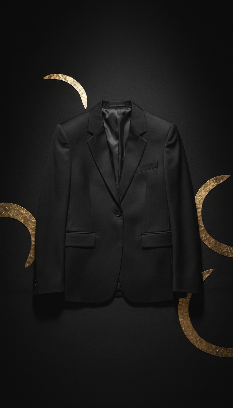 Matte Black Silk Tailored Blazer
