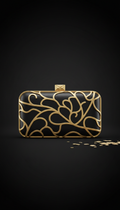 Leather Evening Clutch with Gold Detail
